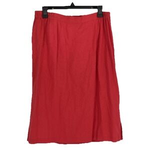 NWT Vtg White Stage Womens Plus Size 16W Skirt Linen Blend Red Pull On